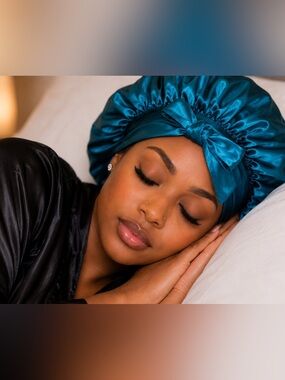 Teal Satin Hair Bonnet